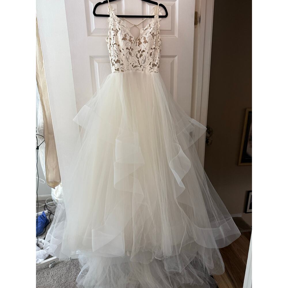Ivory Lace Bodice Tulle A-Line Wedding Gown